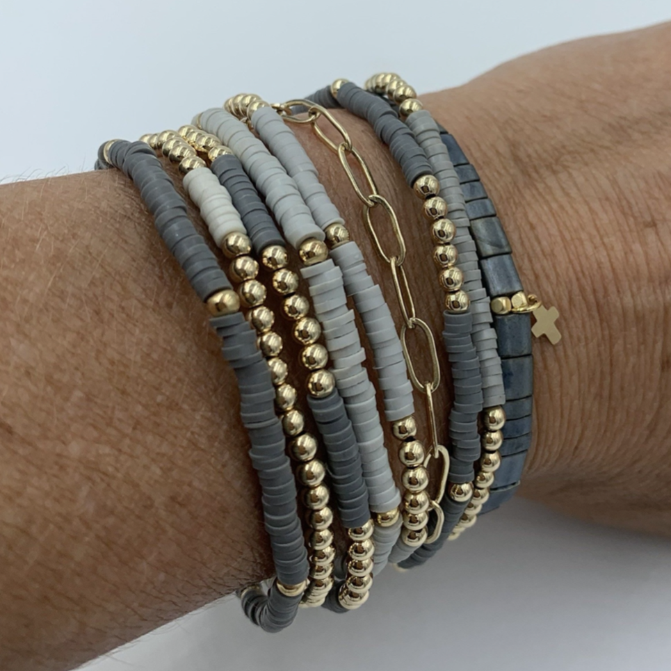 Bracelet, Essential Links - Danshire Market and Design , 14k gold and sterling silver staple link bracelets, erin gray
