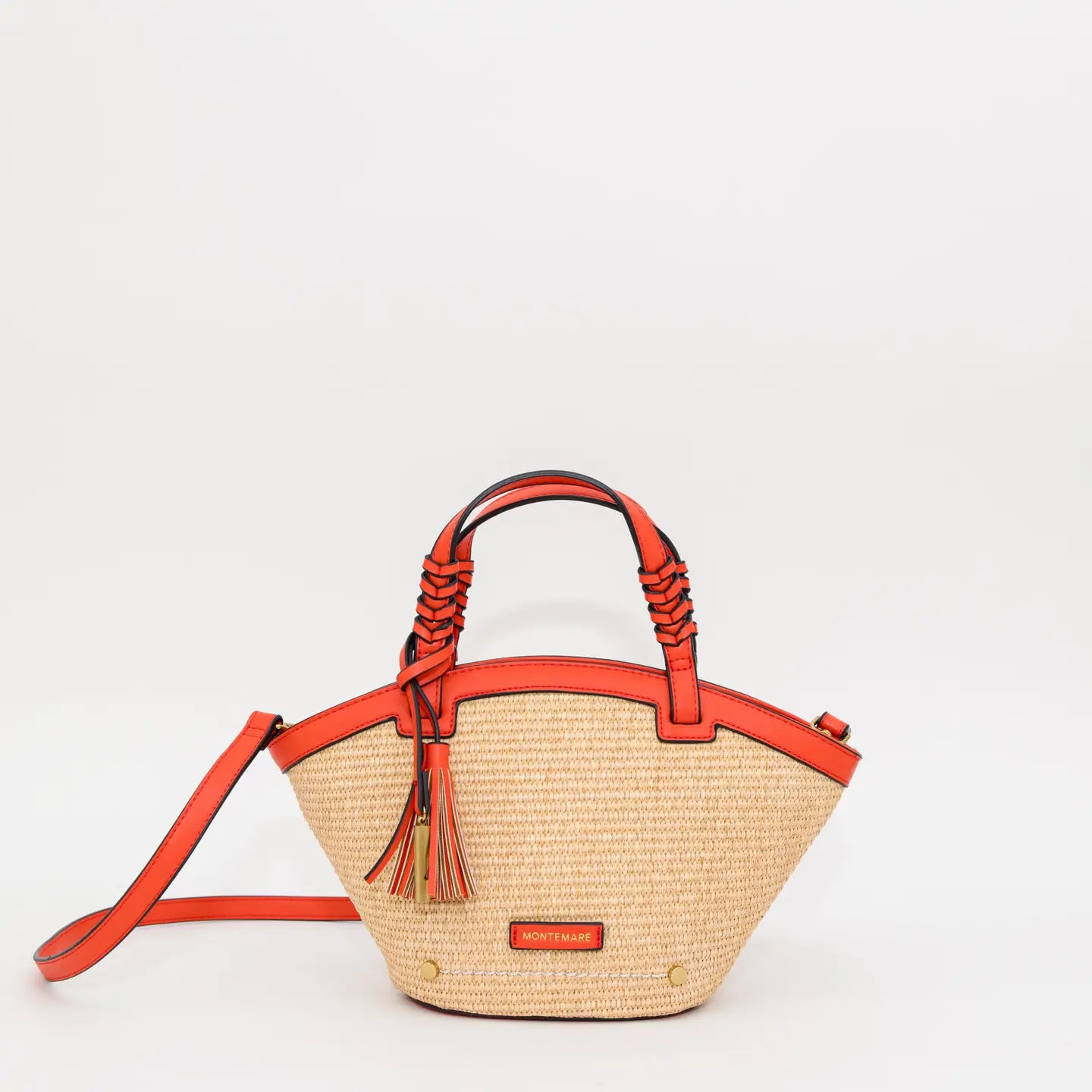 Montemare Palma Crossbody with orange leather accents on a white background