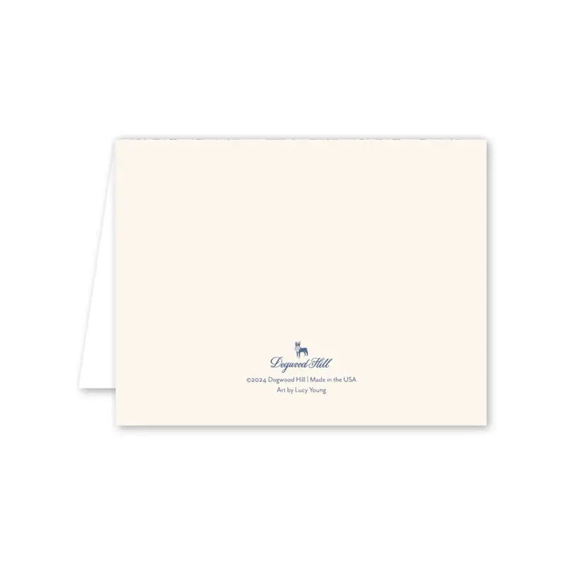 Beige card with a logo and text on a white background
