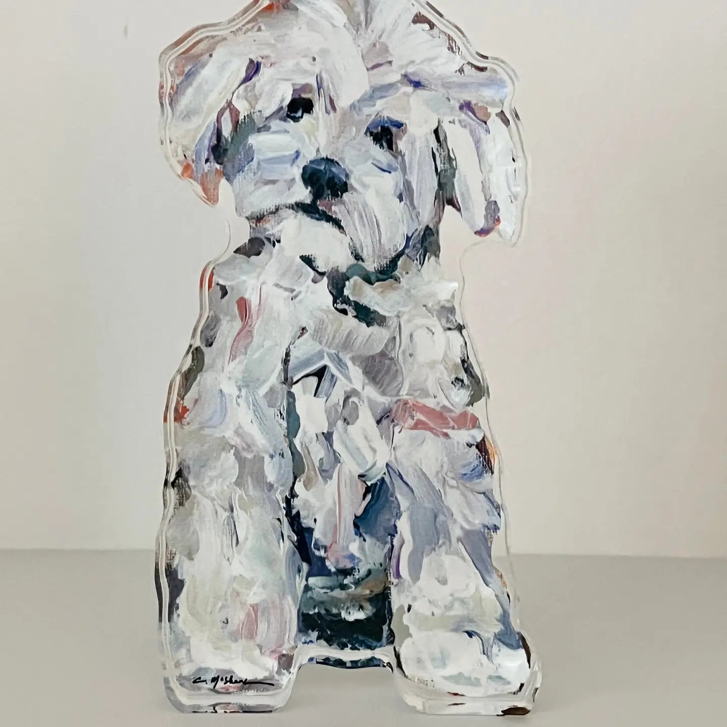 Abstract sculpture of a bear on a white background