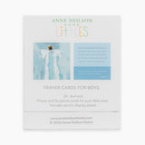 Box of prayer cards for boys with a design of two children and text on a white background.