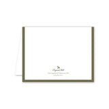 White card with gold border and text on a white background