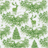 Pattern of green deer and trees on a white background