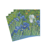 Set of Van Gogh 'Irises' themed napkins on a white background