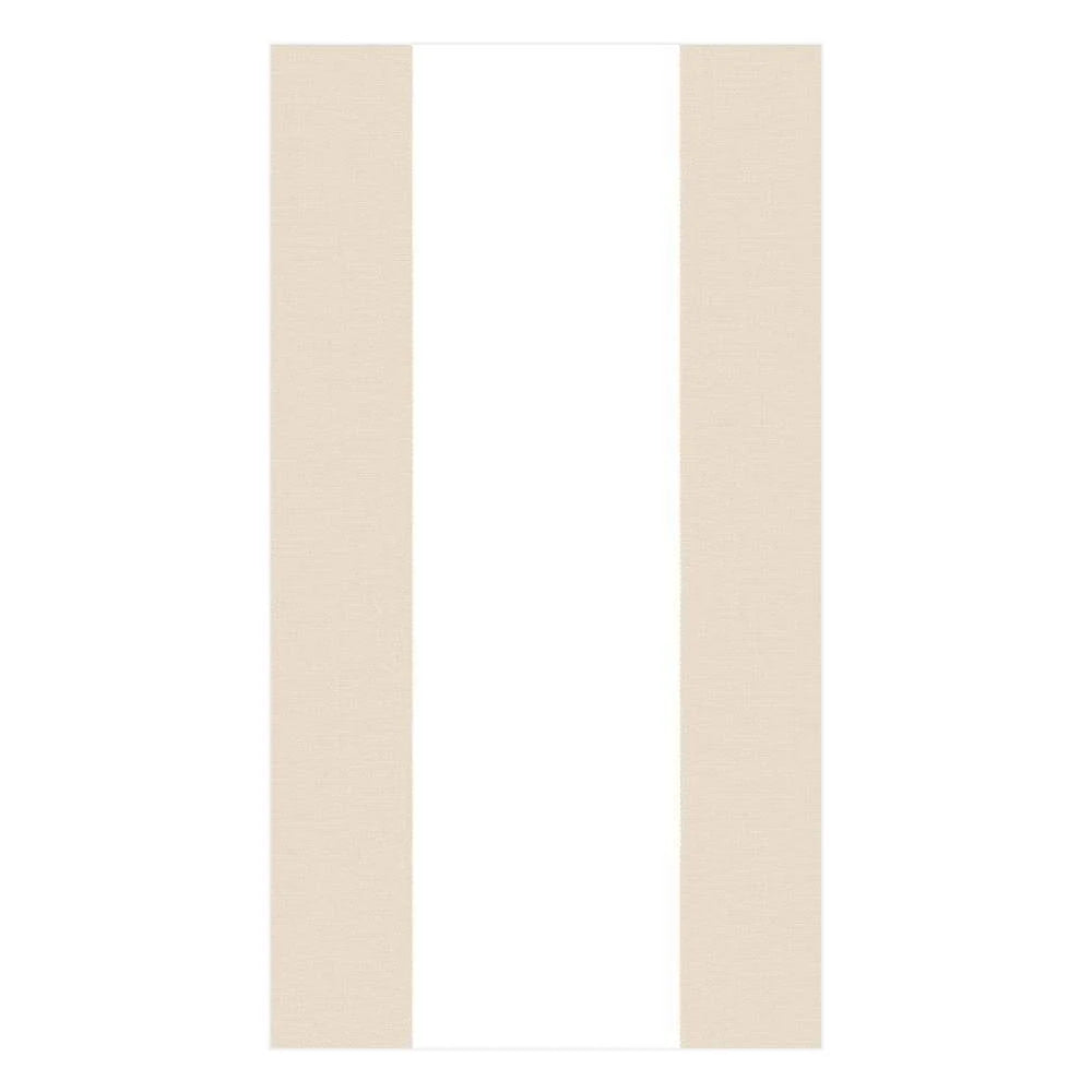 A rectangular fabric or paper product shown flat against a white background, featuring a central white vertical stripe flanked by two warm off-white/beige vertical stripes.