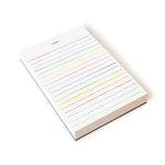 Notepad with colorful lines on a white background