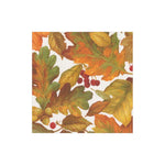 Napkin with autumn leaf and berry pattern on a white background