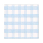 Light blue and white checkered pattern luncheon napkins on a white background
