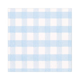 Light blue and white checkered pattern luncheon napkins on a white background