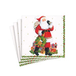 Set of Christmas-themed cocktail napkins with a Santa Claus design on a white background.