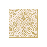 Gold patterned Annika cocktail napkin on a white background