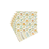 Patterned paper cocktail napkins with cocktail glass design on a white background