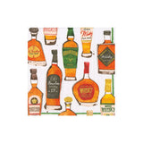 Cocktail Napkins with whiskey bottles on a white background