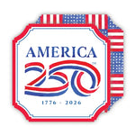 reversible paper coasters with Logo celebrating America's 250th anniversary with American flag design