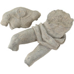 Soul in Stone Sculpture weathered gray torso sculpture in a reclining position on white background