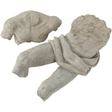 Soul in Stone Sculpture weathered gray torso sculpture in a reclining position on white background