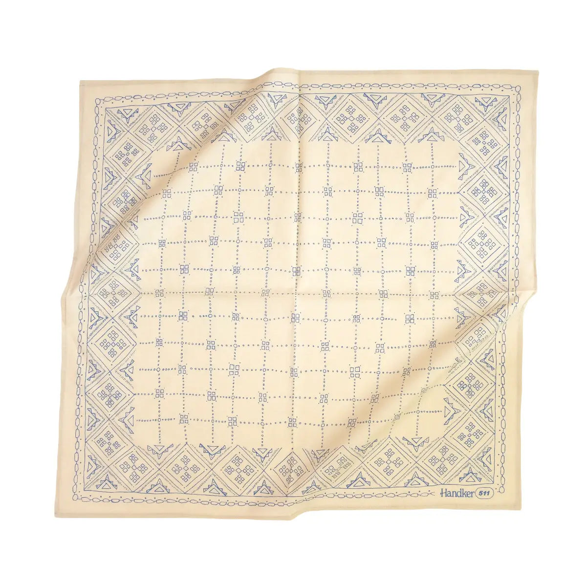 Beige patterned handkerchief on a white background