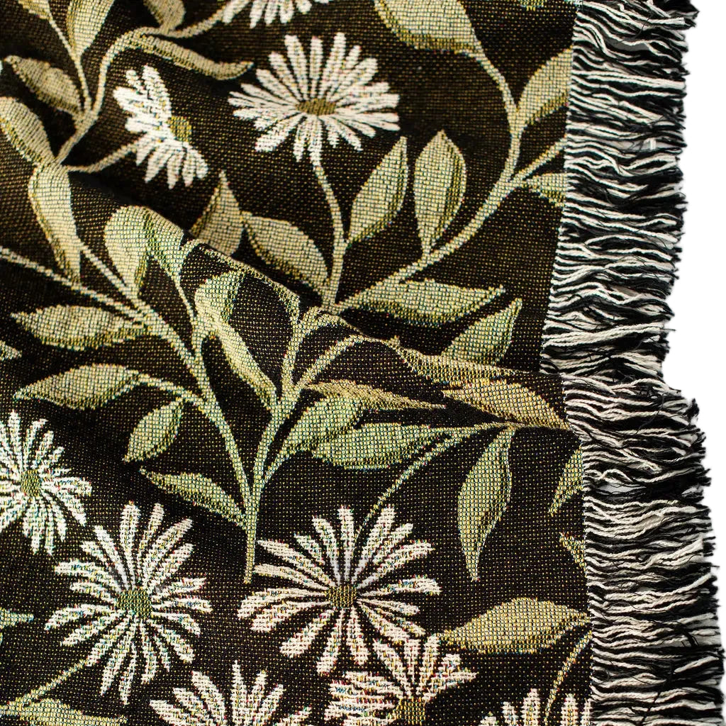 Textile with floral pattern and zebra stripe border