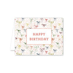 Birthday card with colorful ribbons and 'Happy Birthday' text on a white background