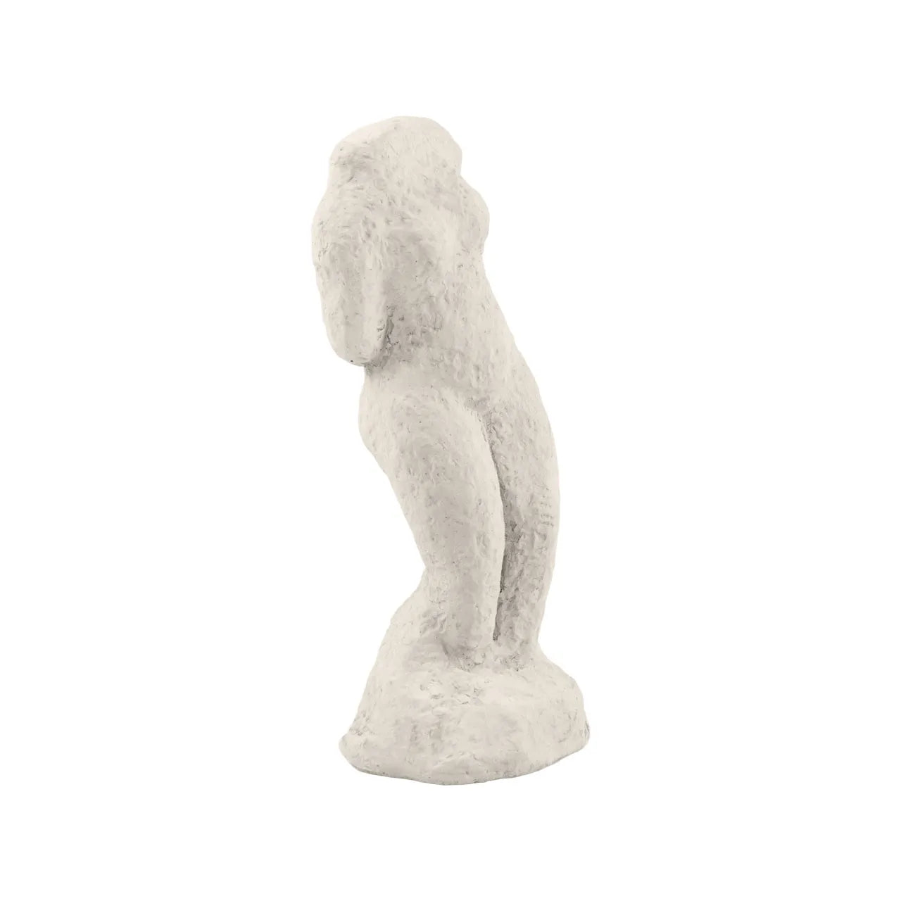 Abstract beige cement figurine sculpture on white background