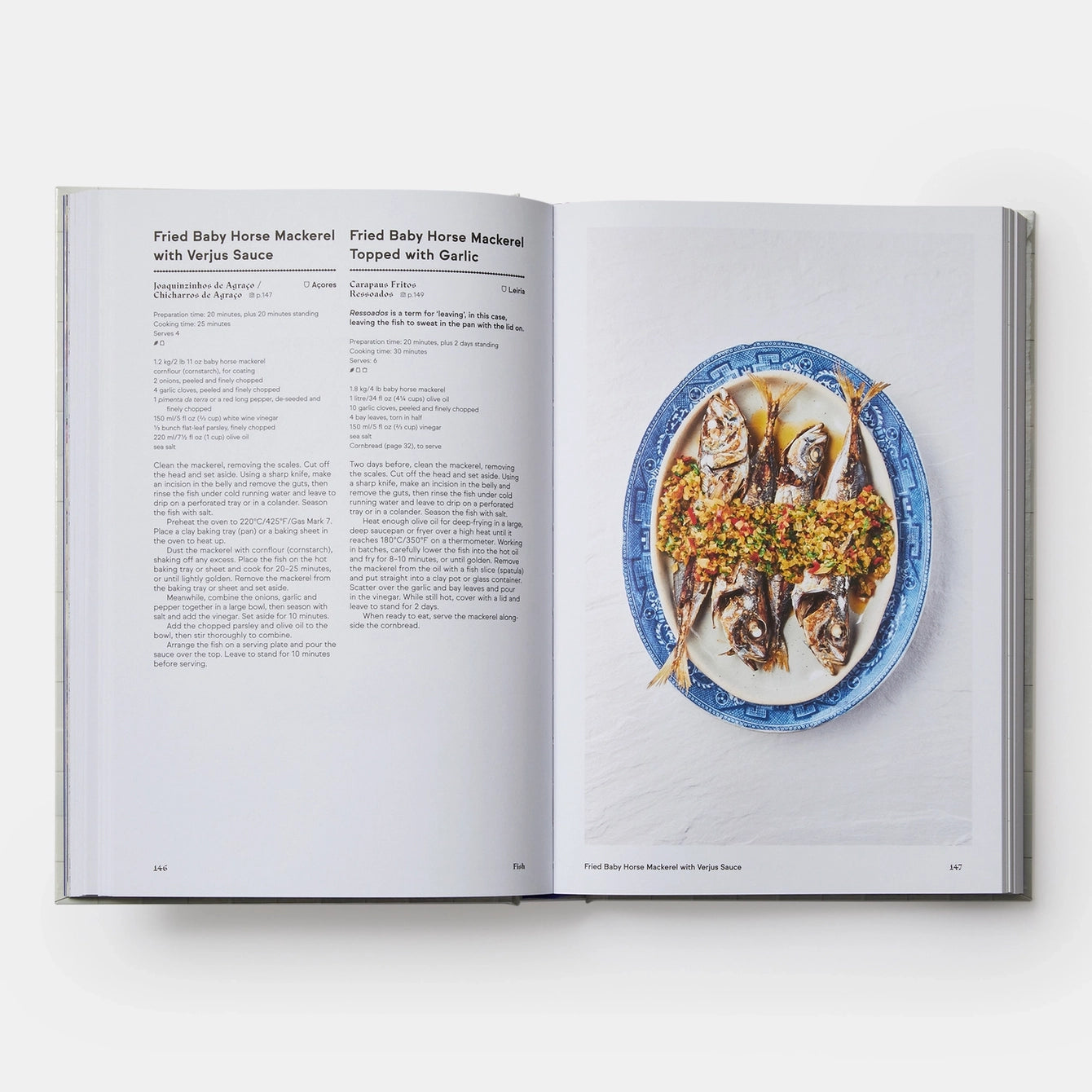 Open cookbook showing a plate of food with a recipe on a white background