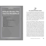 Book page with text and a flag icon on a white background