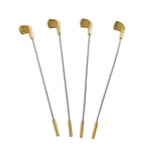 Set of 4 Gold Golf Club Stirrers on white background