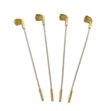 Set of 4 Gold Golf Club Stirrers on white background