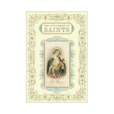 Book cover of 'The Little Book of Saints' with a decorative design and an illustration of a saint.