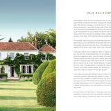 Stately home with manicured garden and text on the right