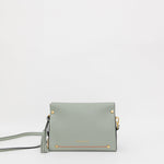 Montemare's Vienna Crossbody in Blakes Blue with gold accents on a white background