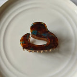  tortoiseshell hair clip on a white plate