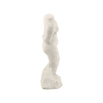 Abstract beige cement figurine sculpture on white background