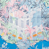 Colorful illustration of a building surrounded by floral and botanical elements.