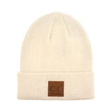 Classic Beanie With Big Brown C.C Logo, beige