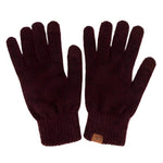 Heather Knit Plain Smart Touch Gloves, Wine Color