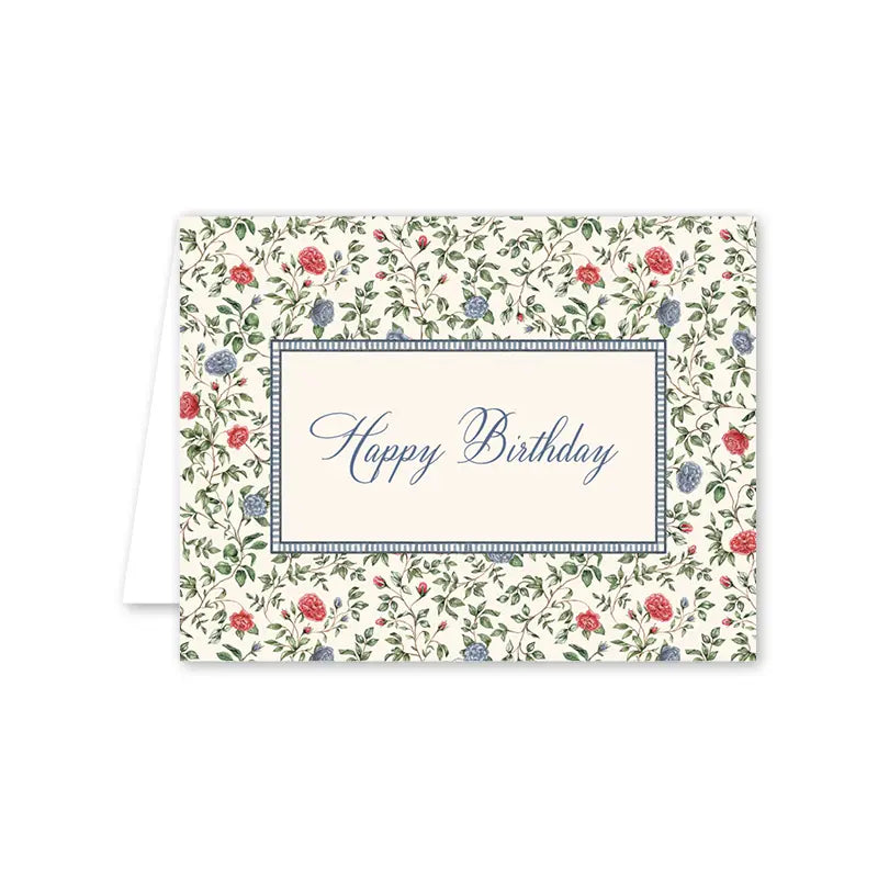 Floral birthday card with 'Happy Birthday' text on a white background
