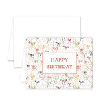 Birthday card with colorful bows and 'Happy Birthday' text on a white background