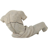 Soul in Stone Sculpture weathered gray torso sculpture in a reclining position on white background