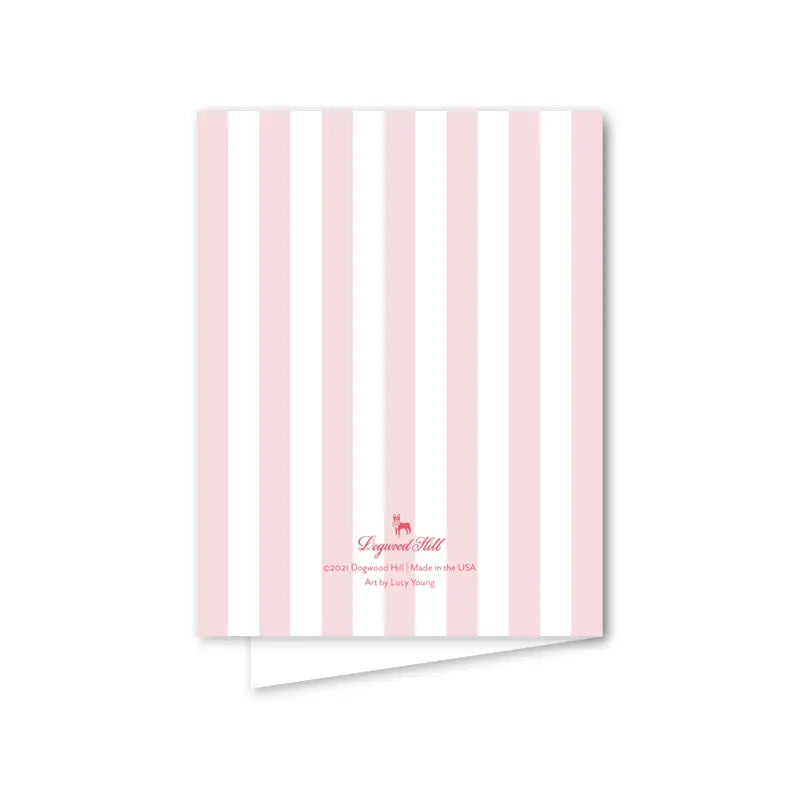 Notebook with pink and white vertical stripes on a white background