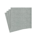 Set of three gray herringbone patterned cocktail napkins on a white background