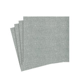Set of three gray herringbone patterned cocktail napkins on a white background