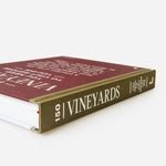 Book titled '150 Vineyards' with a red cover and gold spine on a white background