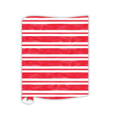 Red and white striped paper table runner on a white background