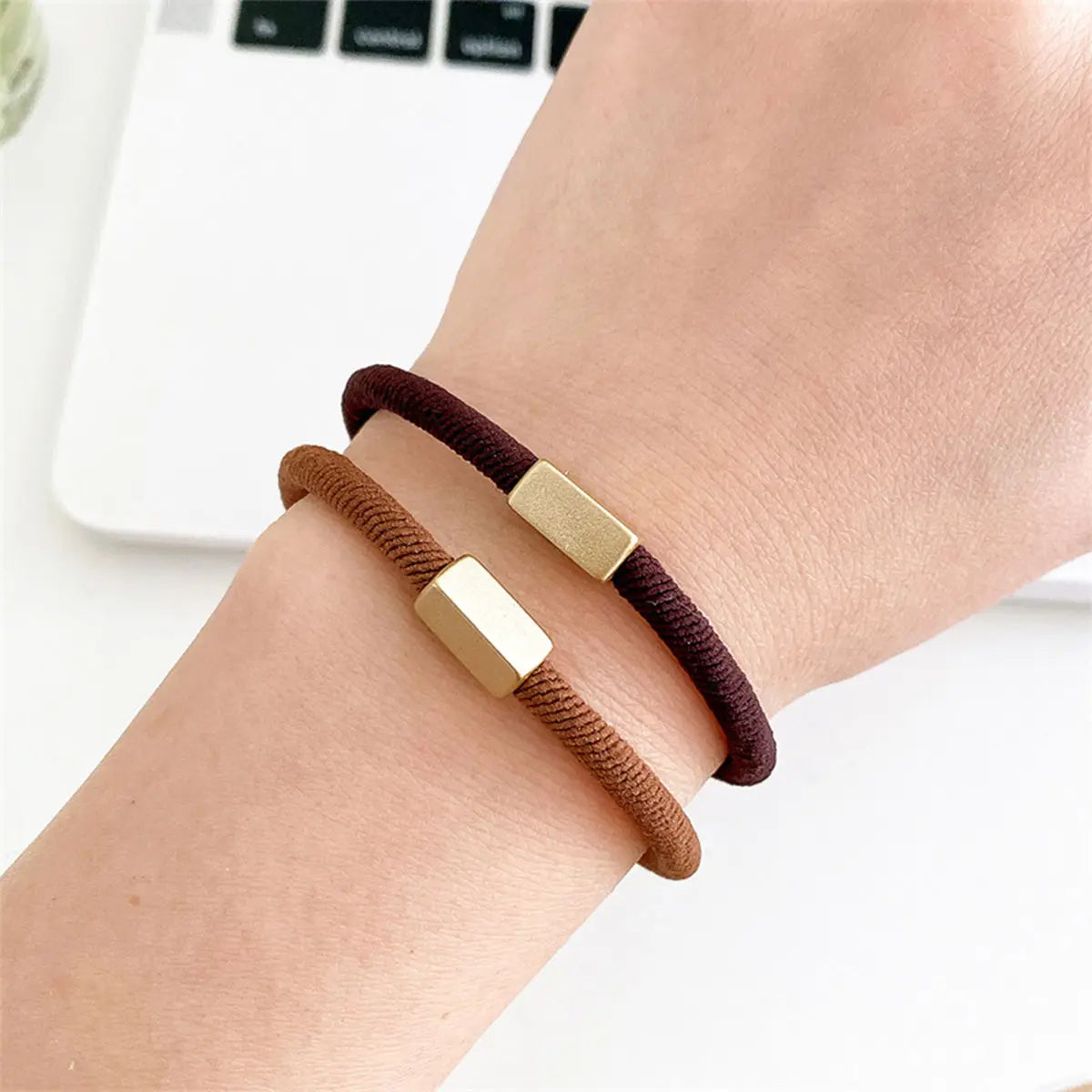 stretchy elastic simple hair ties, coffee color