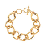 Gold chain bracelet on a white background