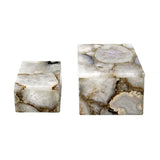 Two marble-patterned boxes on a white background