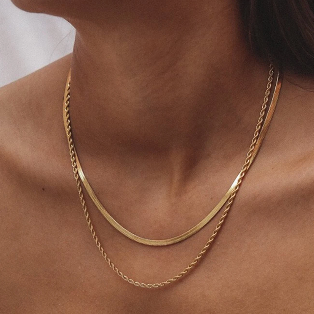 two chain twisted layered necklace