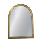 Arched mirror with gold frame on a white background