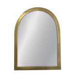 Arched mirror with gold frame on a white background